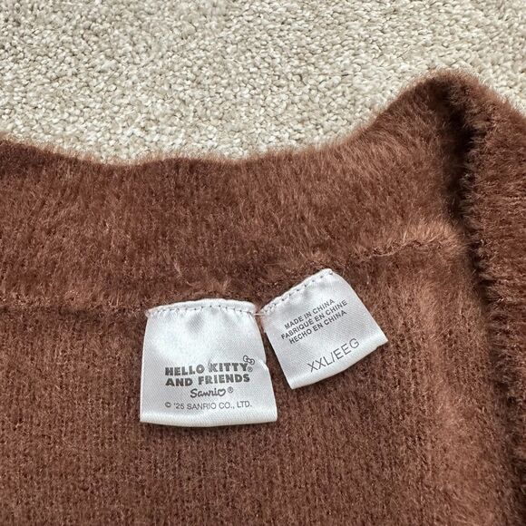 Sanrio Hello Kitty & Friends Graphic Brown Cardigan Women's Size XXL - Picture 3 of 7